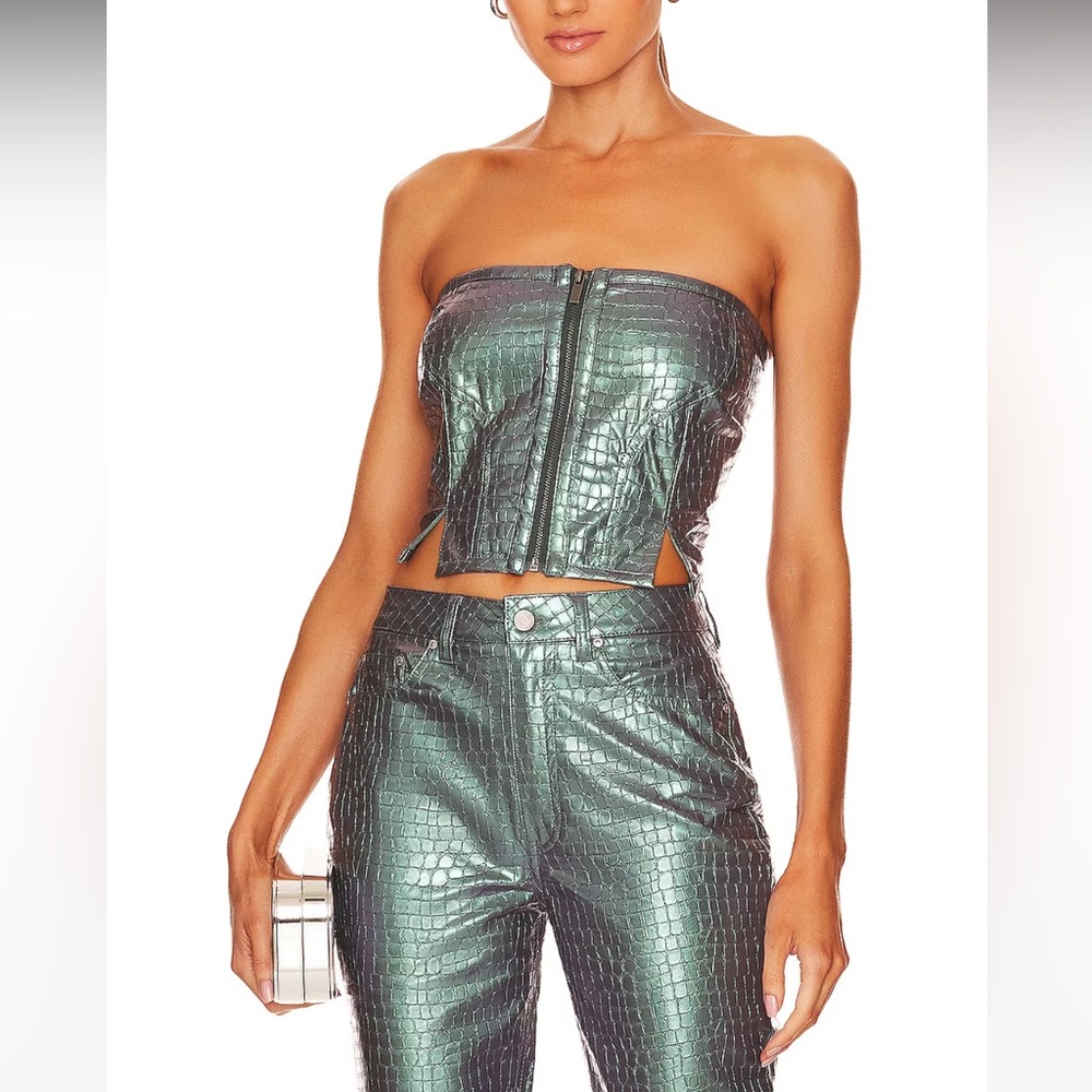 AFRM iridescent snakeskin set two piece small NWT